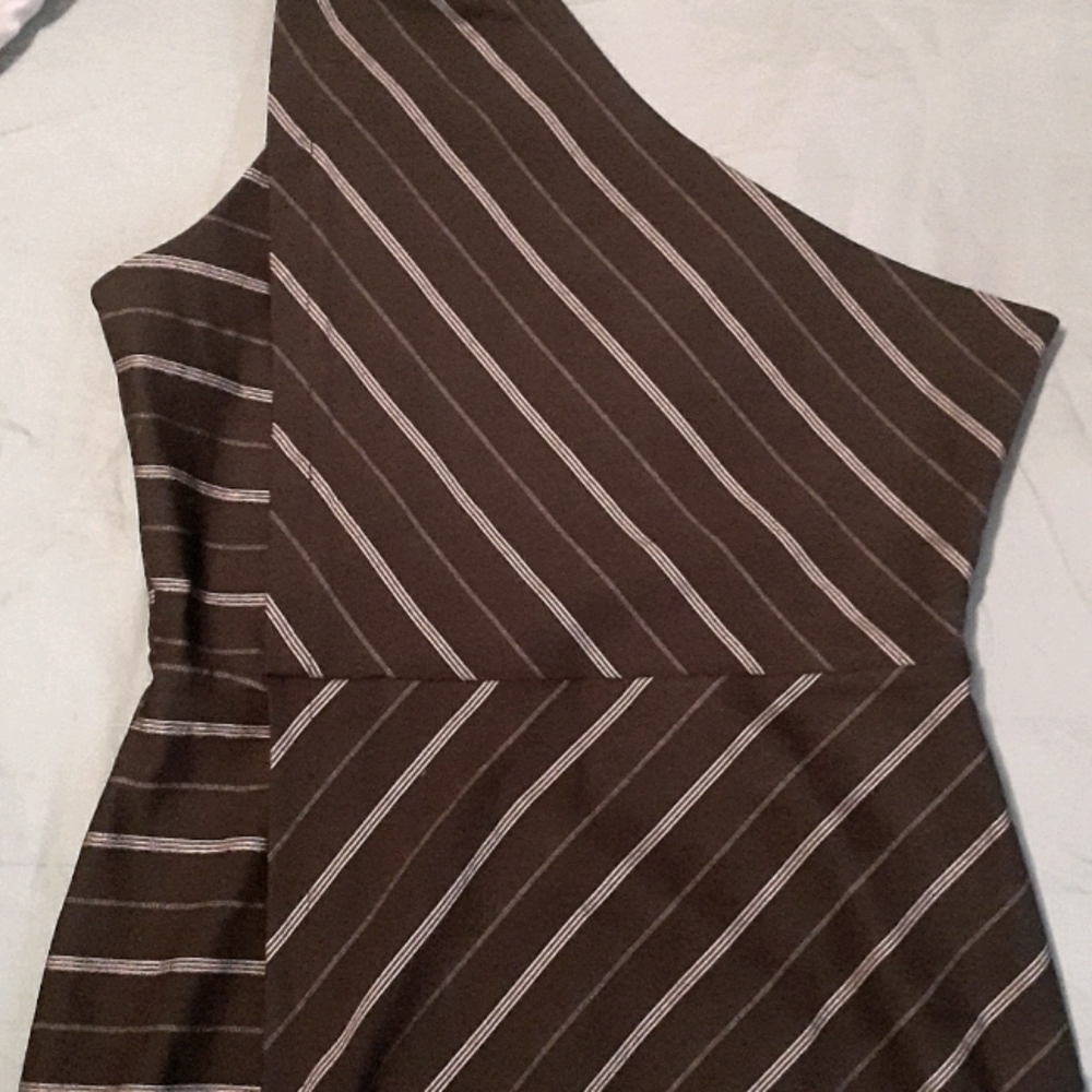 Bebe One Shoulder Striped Blouse